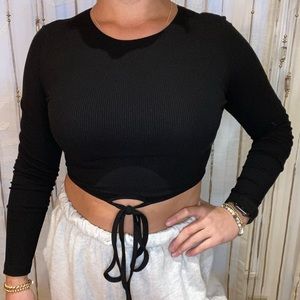 Black Long Sleeve Crop Top